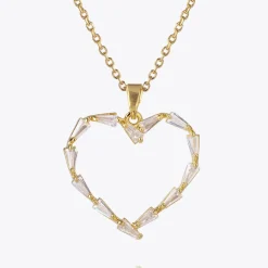 Outlet Baguette Heart Necklace/Crystal Halsband