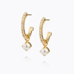 Fashion Bella Loop Earrings/Pearl + Crystal Örhängen