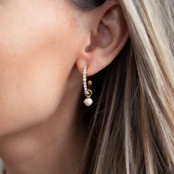 Fashion Bella Loop Earrings/Pearl + Crystal Örhängen