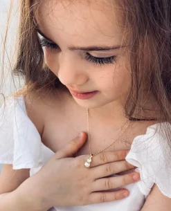 Outlet Girls Love Pearl Necklace/Pearl + Crystal (Children Size) Halsband