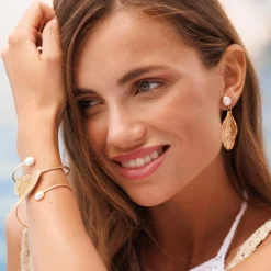 Cheap Golden Leaf Bracelet/Pearl Armband