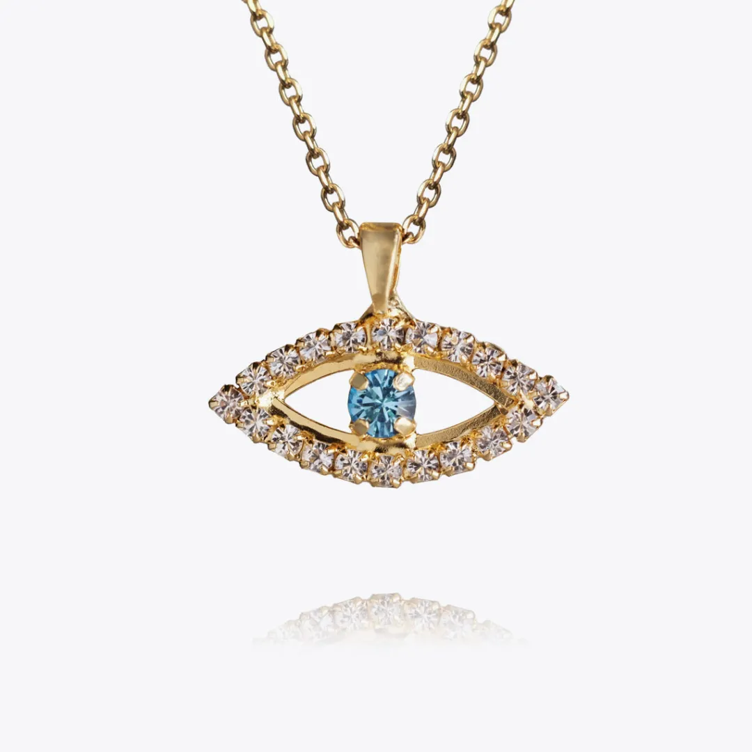 Hot Greek Eye Necklace/Crystal + Aquamarine Halsband