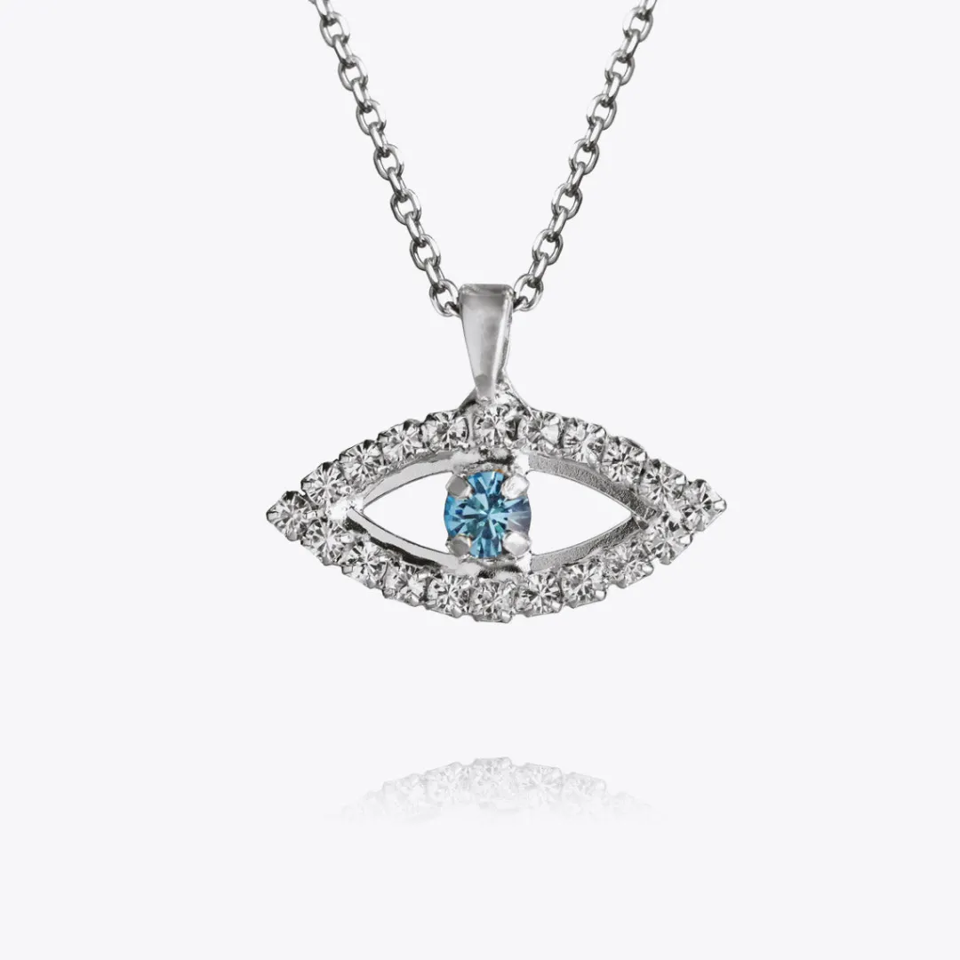 Hot Greek Eye Necklace/Crystal + Aquamarine Halsband