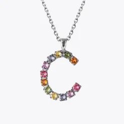 Best Sale Letter Necklace C/Rainbow Combo Halsband