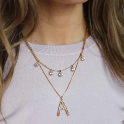 Online Letter Necklace E/Rainbow Combo Halsband