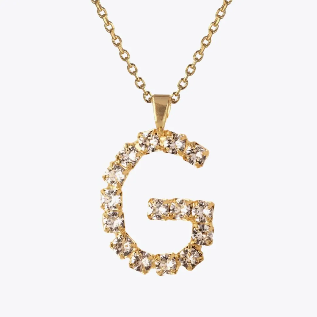 Clearance Letter Necklace G/Crystal Halsband