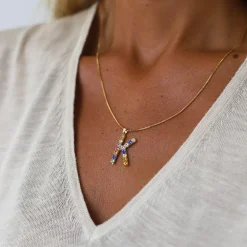 Cheap Letter Necklace K/Rainbow Combo Halsband