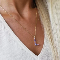 Cheap Letter Necklace L/Rainbow Combo Halsband