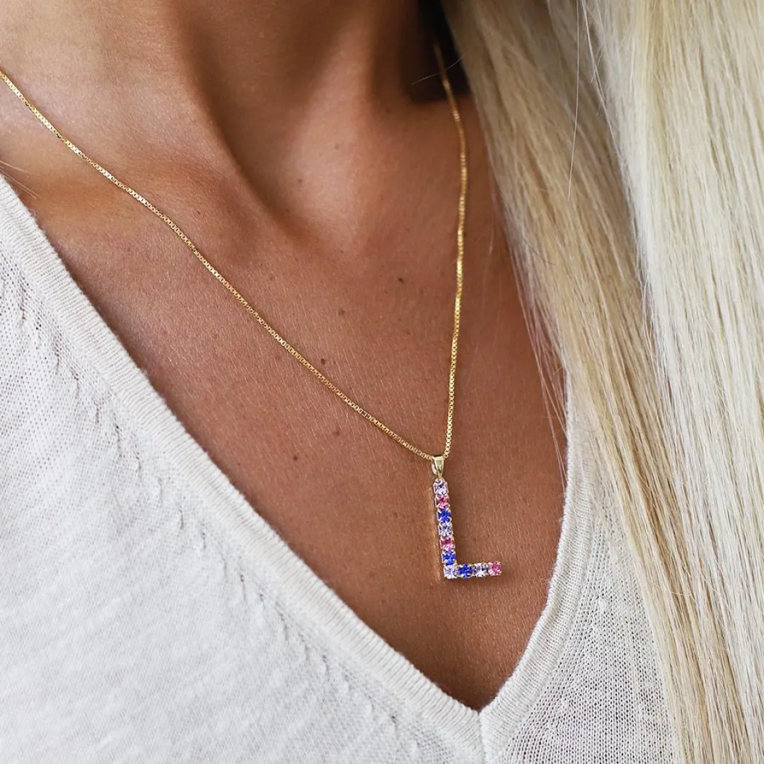 Cheap Letter Necklace L/Rainbow Combo Halsband