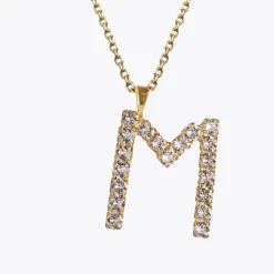 Hot Letter Necklace M/Crystal Halsband