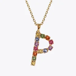 Discount Letter Necklace P/Rainbow Combo Halsband