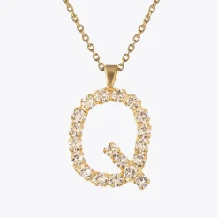 Clearance Letter Necklace Q/Crystal Halsband