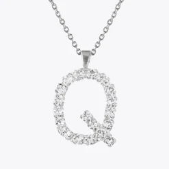 Clearance Letter Necklace Q/Crystal Halsband