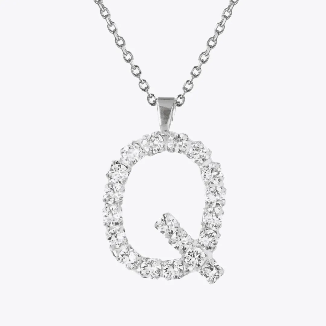 Clearance Letter Necklace Q/Crystal Halsband
