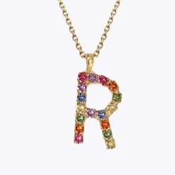Fashion Letter Necklace R/Rainbow Combo Halsband