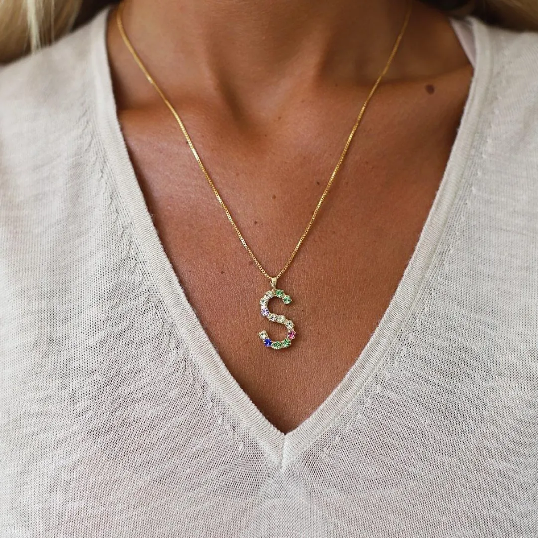 Online Letter Necklace S/Rainbow Combo Halsband