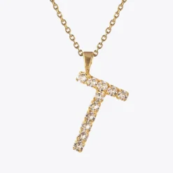 Outlet Letter Necklace T/Crystal Halsband