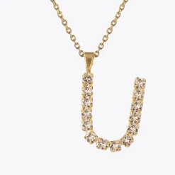 Discount Letter Necklace U/Crystal Halsband