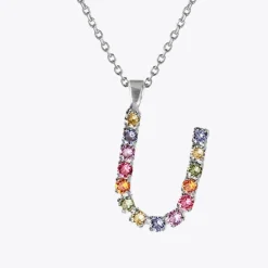 Best Sale Letter Necklace U/Rainbow Combo Halsband