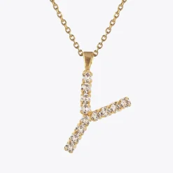 Cheap Letter Necklace Y/Crystal Halsband