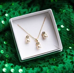 Clearance Love Pearl Necklace/Pearl + Crystal Halsband