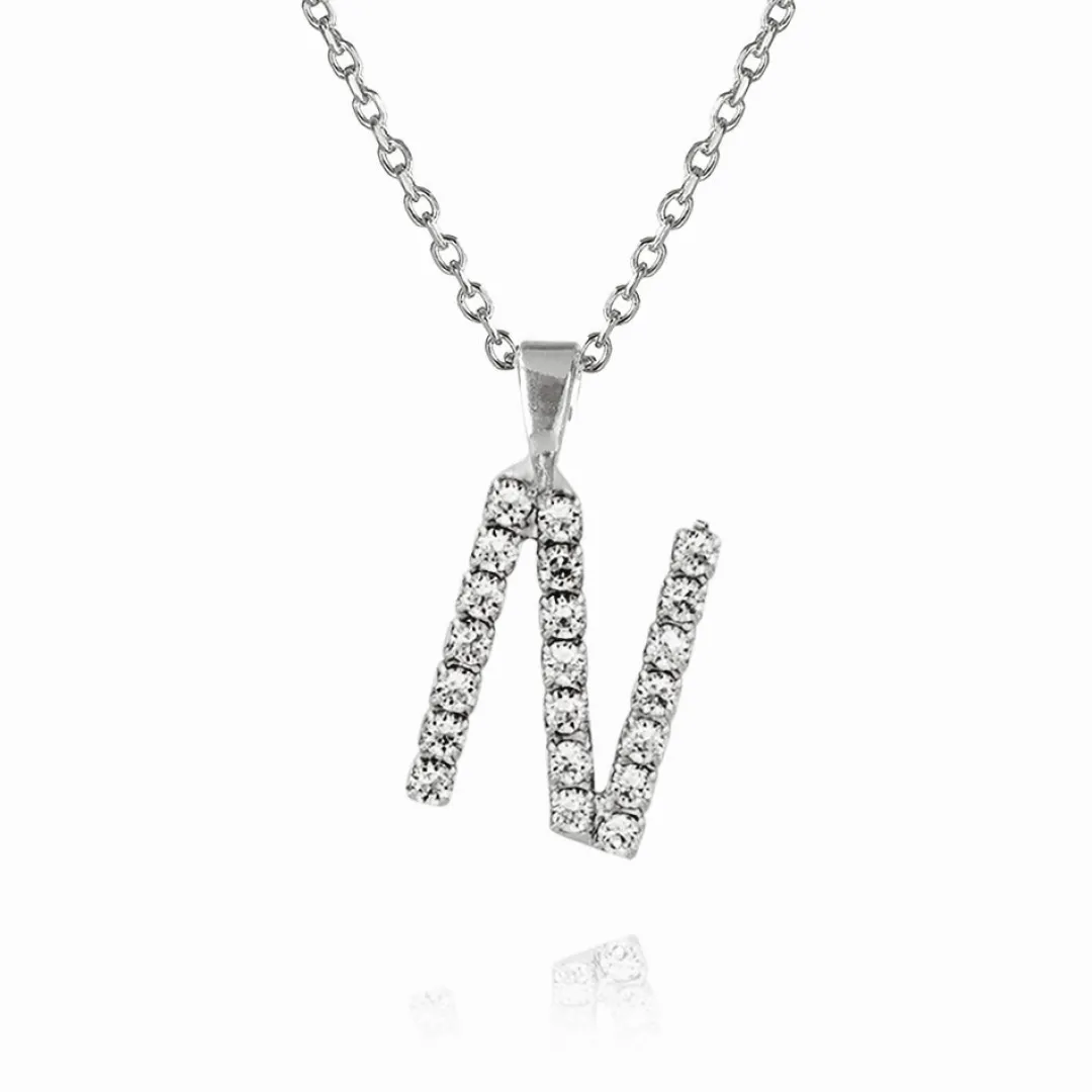 Online Mini Letter Necklace N/Crystal Halsband