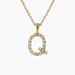 Store Mini Letter Necklace Q/Crystal Halsband