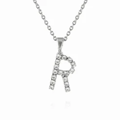 Outlet Mini Letter Necklace R/Crystal Halsband