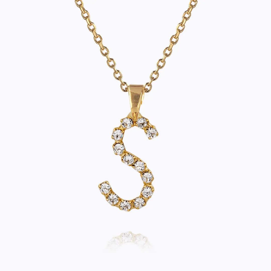 Clearance Mini Letter Necklace S/Crystal Halsband