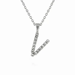 Outlet Mini Letter Necklace V/Crystal Halsband