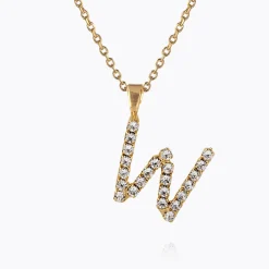 Best Mini Letter Necklace W/Crystal Halsband