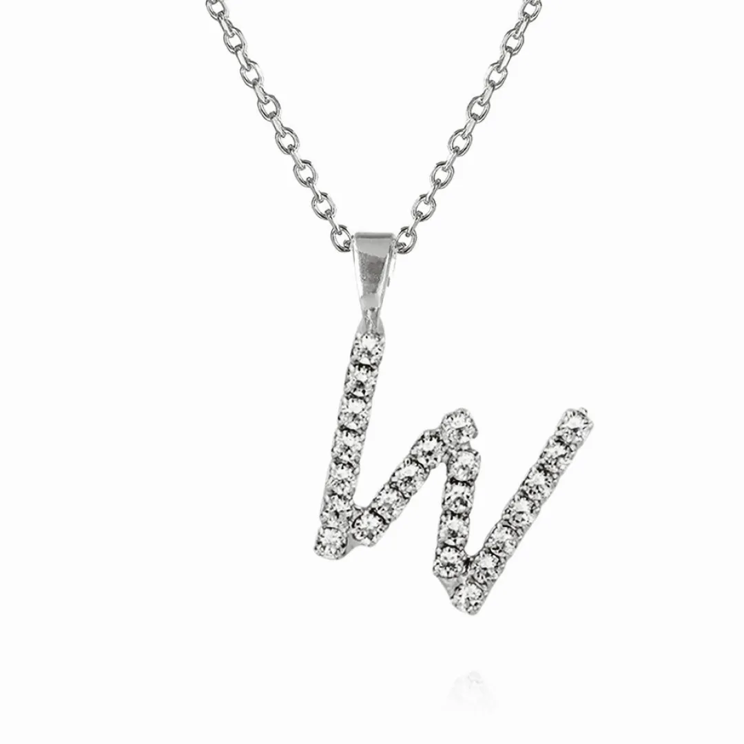 Best Mini Letter Necklace W/Crystal Halsband