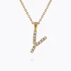 Store Mini Letter Necklace Y/Crystal Halsband