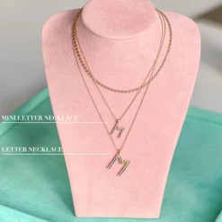 Store Mini Letter Necklace Y/Crystal Halsband