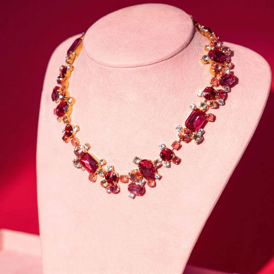 Sale Noora Necklace/Mulberry Red Combo Halsband
