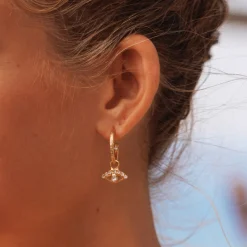 Online Petite Greek Eye Loop Earrings/Crystal Örhängen