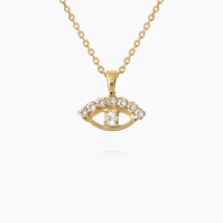 Cheap Petite Greek Eye Necklace/Crystal Halsband