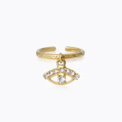 Store Petite Greek Eye Ring/Crystal Ringar