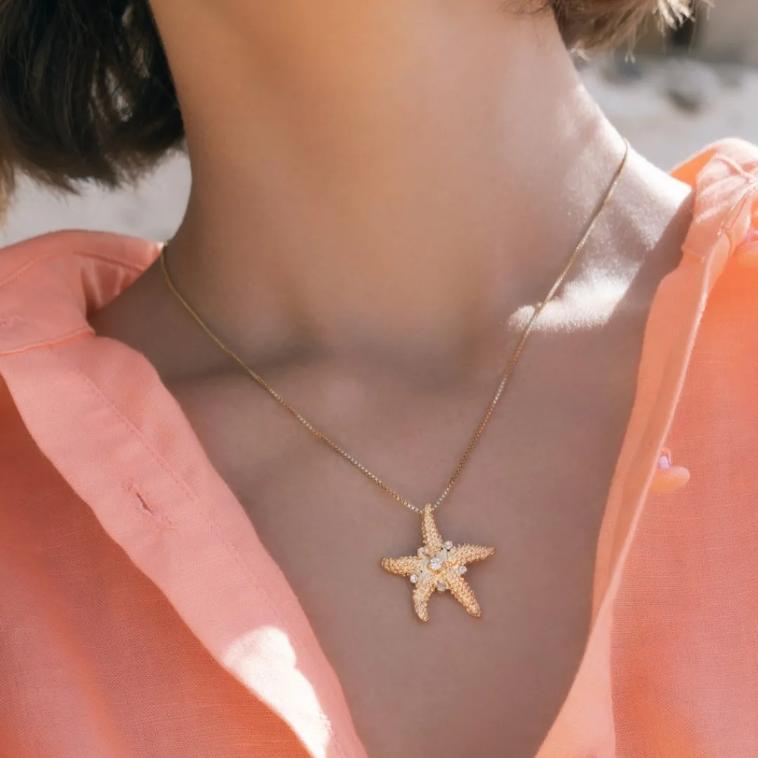 Flash Sale Sea Star Necklace/Crystal Halsband